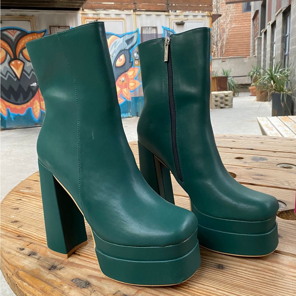 Green Pump Heel Boots Cape Robbin Booties